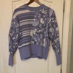 Floral Patterned Blue Sweater